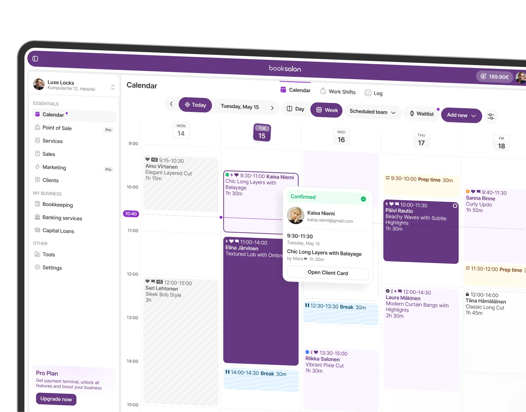 booksalon Pro dashboard